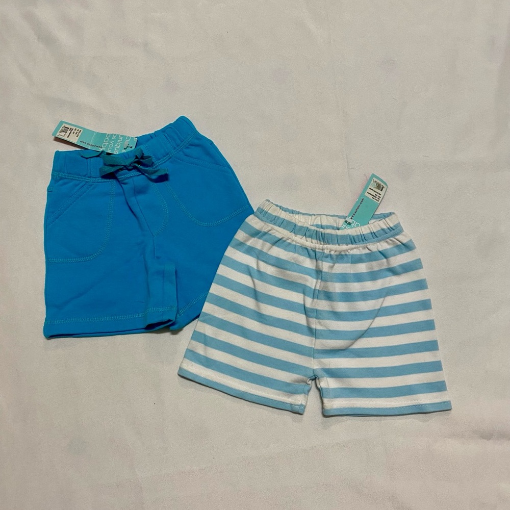 Zutano Blue and White Striped Baby Shorts NWT Lot
